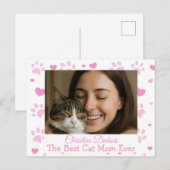 Aangepaste Beste Kat Moeder Foto Ansichtkaart Kat Briefkaart (Voorkant / Achterkant)