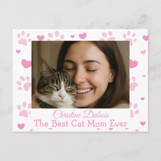 Aangepaste Beste Kat Moeder Foto Ansichtkaart Kat Briefkaart (Voorkant)
