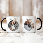 Aangepaste Beste Kat Papa Pet Foto Mok<br><div class="desc">Show wat liefde voor de "Best Cat Dad" met dit leuke aangepaste koffie mok cadeau! Onze mok bevat 2 favoriete dierenfoto's met moderne zwarte tekst op de voor- en achterkant die u kunt personaliseren. Creëer uw eigen door eenvoudig uw afbeelding (en) toe te voegen aan de twee ronde placeholder afbeeldingen....</div>