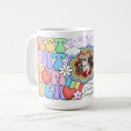 Aangepaste beste kattenmoeder ooit gepersonaliseer koffiemok (Voorkant links)