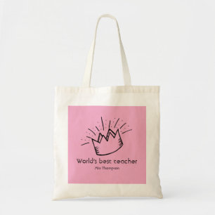 Aangepaste beste leraar waardering school naam roz tote bag