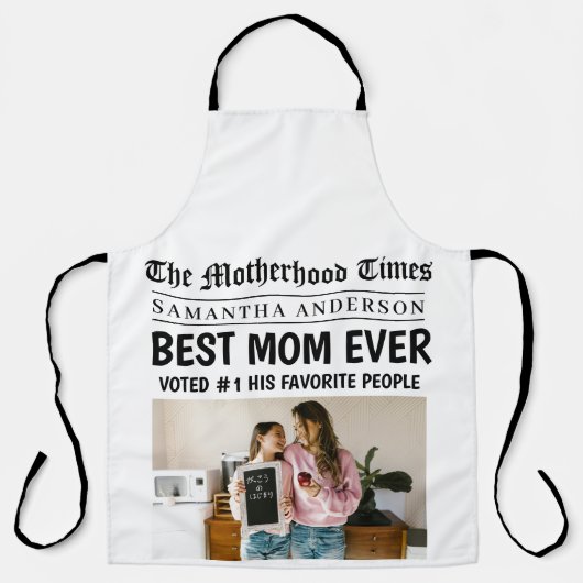 Aangepaste "Beste moeder ooit" krantenkopfoto Schort (Voorkant)