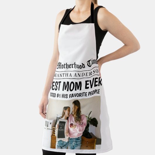 Aangepaste "Beste moeder ooit" krantenkopfoto Schort (Insitu)