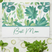 Aangepaste Beste Moeder Tropisch Monstera Blad Gro Theedoek (Gevouwen)