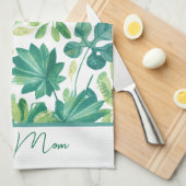 Aangepaste Beste Moeder Tropisch Monstera Blad Gro Theedoek (Quarter Fold)