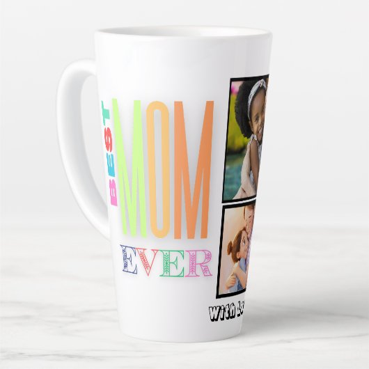 Aangepaste Beste MOM Ever Multi Photo Latte Mok (Linkerhoek)
