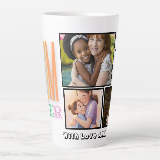 Aangepaste Beste MOM Ever Multi Photo Latte Mok (Voorkant)