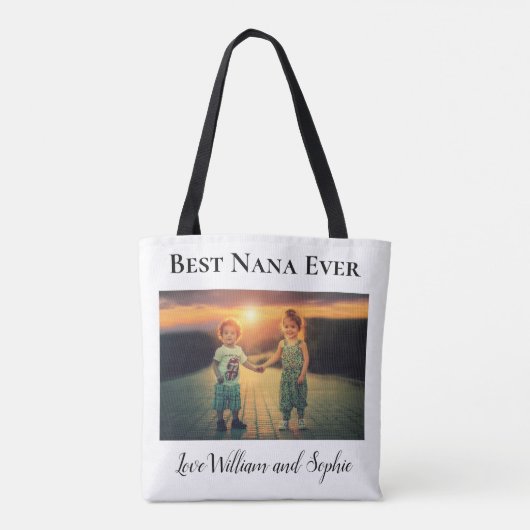 Aangepaste beste Nana-ooit foto Tote Bag (Achterkant)