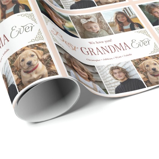 Aangepaste Beste Oma Ooit 6 Fotocollage Cadeaupapier (Rol Hoek)
