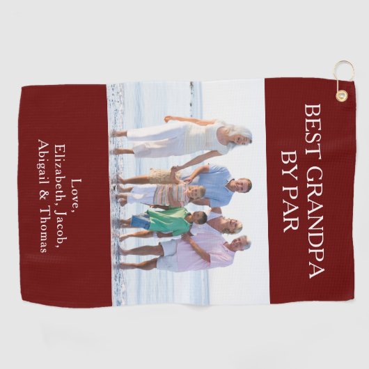 Aangepaste beste opa op foto's golfhanddoek (Horizontaal)