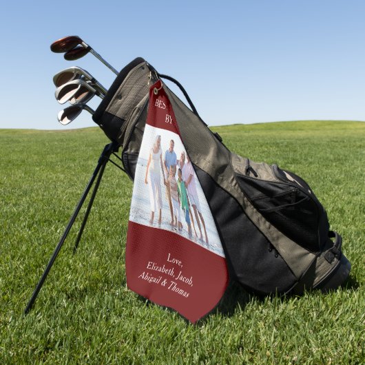 Aangepaste beste opa op foto's golfhanddoek (Groen)