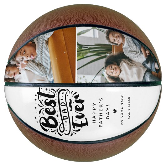 Aangepaste Beste Pap Ooit 2 Foto Keepsake Basketbal (Voorkant)