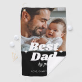 Aangepaste Beste Papa By Par Retro Cool Foto Golfhanddoek (Insitu)