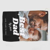 Aangepaste Beste Papa By Par Retro Cool Foto Golfhanddoek (Horizontaal)