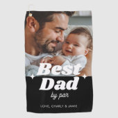 Aangepaste Beste Papa By Par Retro Cool Foto Golfhanddoek (Voorkant)
