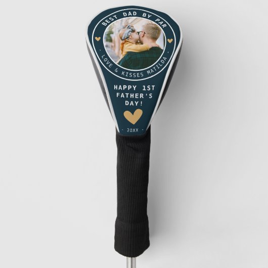 Aangepaste Beste Papa door Par Foto 1ste Vaderdag Golfheadcover (Voorkant)