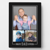 Aangepaste beste papa ooit 3 foto collage zwart fotoplaat (voorkant)