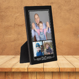 Aangepaste beste papa ooit 3 foto collage zwart fotoplaat