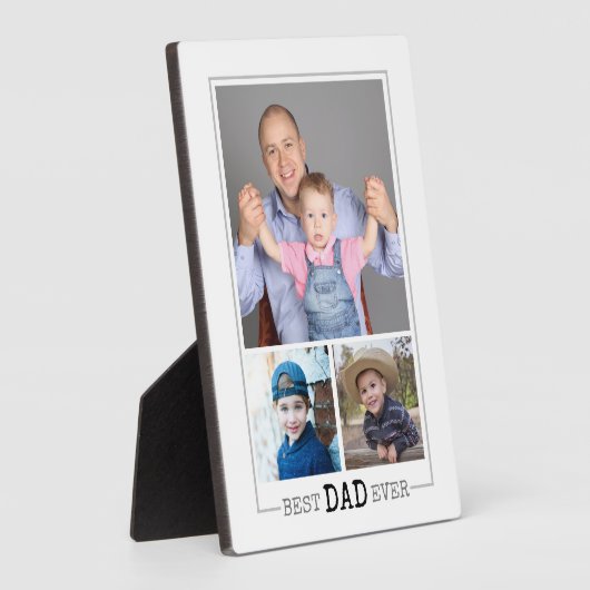 Aangepaste beste papa ooit 3 fotocollage wit fotoplaat (Zijkant)