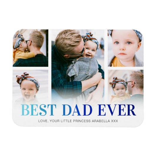 Aangepaste Beste Papa Ooit 5 Foto Magneet (Horizontaal)