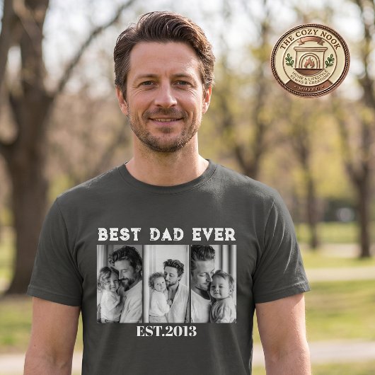 Aangepaste 'Beste Papa Ooit' Fotocollage Oprichtin T-shirt