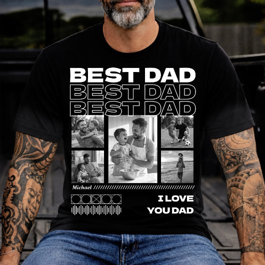 Aangepaste 'Beste Papa Ooit' Fotocollage, Vaderdag T-shirt