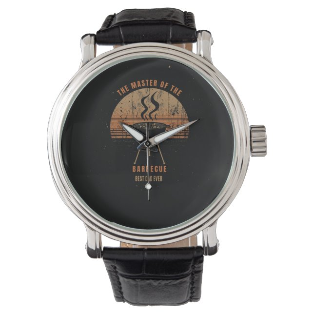 Aangepaste Beste Papa Ooit Grill Meester Retro Zon Horloge (Voorkant)