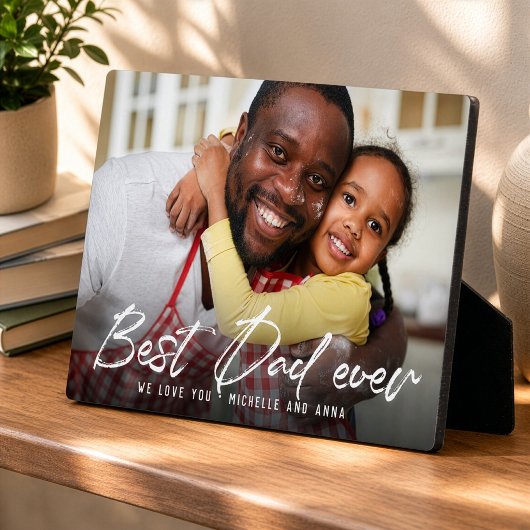 Aangepaste BESTE PAPA OOIT Moderne trendy script f Fotoplaat