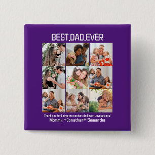 Aangepaste Beste Papa Ooit Vaderdag 9 Foto Collage Vierkante Button 5,1 Cm
