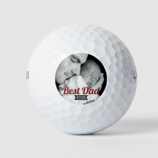 Aangepaste beste papa ooit Vaderdag Foto Golfballen (Voorkant)