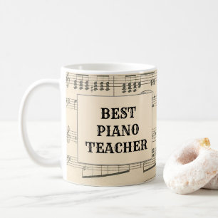 Aangepaste Beste Pianoleraar Vintage Bladmuziek Koffiemok
