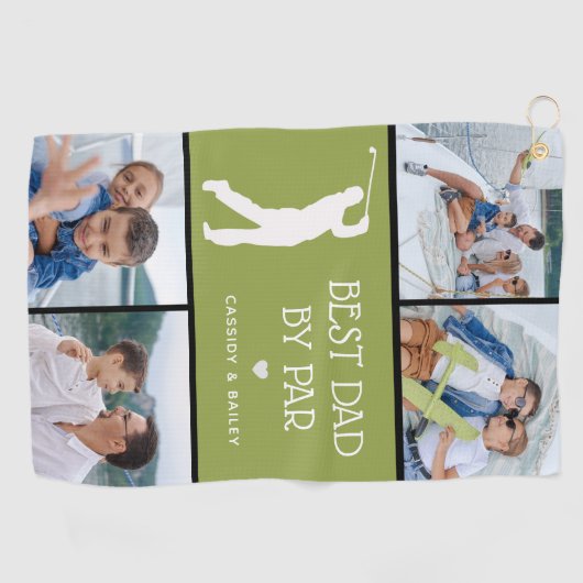 Aangepaste beste vader door foto's van Par. Golfhanddoek (Horizontaal)