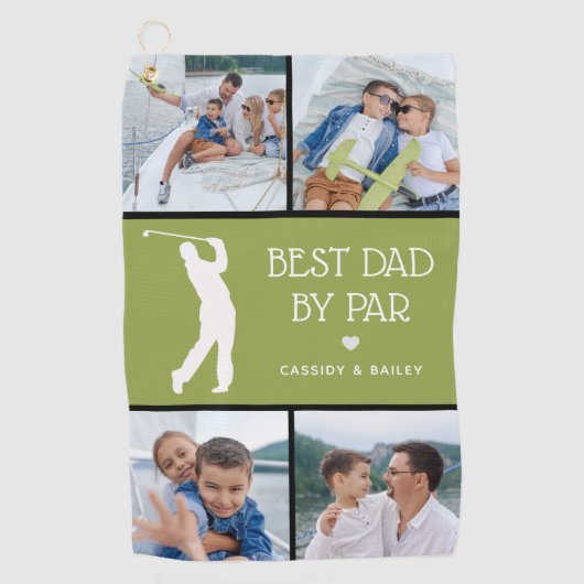Aangepaste beste vader door foto's van Par. Golfhanddoek (Voorkant)