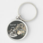 Aangepaste Beste Vader Ooit Waterverf Wolf Familie Sleutelhanger (Voorkant)