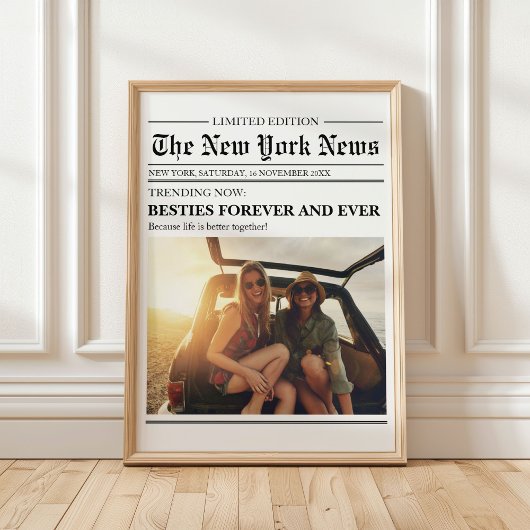 Aangepaste Beste Vriend Bestie Krant Art Print