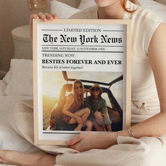 Aangepaste Beste Vriend Bestie Krant Art Print