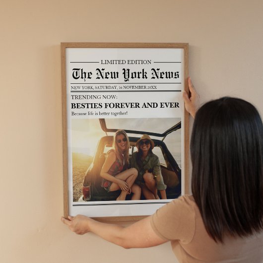 Aangepaste Beste Vriend Bestie Krant Art Print