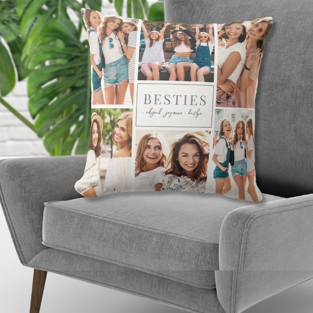 Aangepaste Beste Vriend BFF Fotocollage Kussen (Custom Best Friend BFF Photo Collage Throw Pillow )