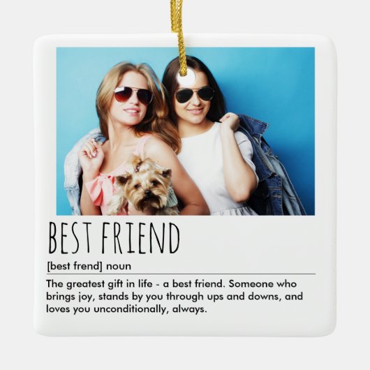 Aangepaste beste vriend definitie 2 foto keramisch ornament (Voorkant)