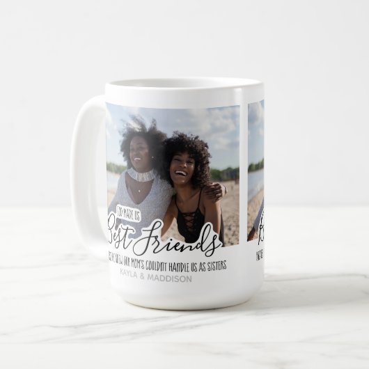 Aangepaste beste vrienden foto trendy vriendschap koffiemok (Voorkant links)
