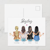 Aangepaste beste vrienden gepersonaliseerde portre feestdagenkaart (Voorkant / Achterkant)