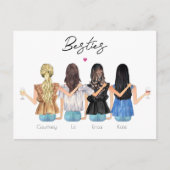 Aangepaste beste vrienden gepersonaliseerde portre feestdagenkaart (Voorkant)