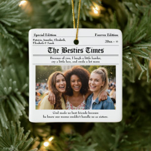 Aangepaste beste vrienden krant 2 foto's keramisch ornament