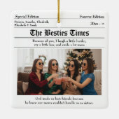 Aangepaste beste vrienden krant 2 foto's keramisch ornament (Achterkant)