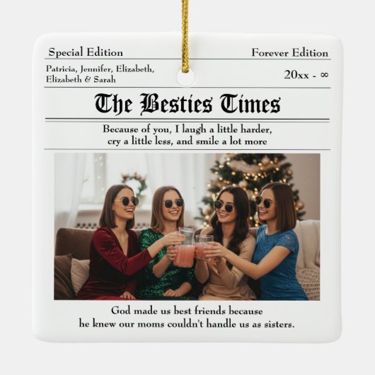 Aangepaste beste vrienden krant 2 foto's keramisch ornament (Achterkant)