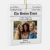 Aangepaste Beste Vrienden Krantenfoto Keramisch Ornament (Rechts)