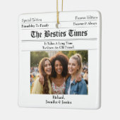 Aangepaste Beste Vrienden Krantenfoto Keramisch Ornament (Links)