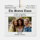 Aangepaste Beste Vrienden Krantenfoto Keramisch Ornament (Achterkant)