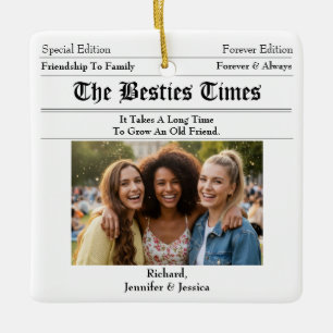 Aangepaste Beste Vrienden Krantenfoto Keramisch Ornament