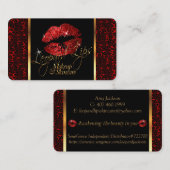 Aangepaste besteller met luipaard en rode lips visitekaartje (Voorkant / Achterkant)